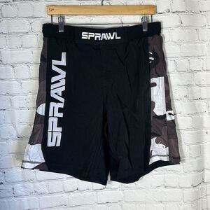 SPRAWL MMA Fusion S Fight Shorts WhiteBlack Mix Martial arts Cage